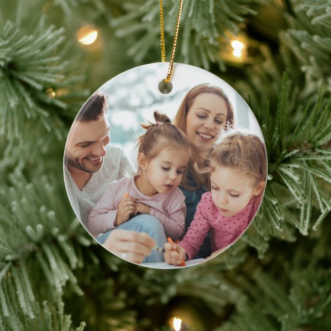 Create Your Own Photo Custom Pic Double Sided Keramik Ornament (Baum)