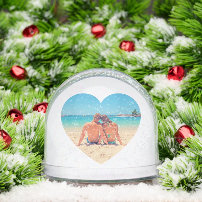 Create Your Own Photo Heart Snow Globe Gift Schneekugeln (Weihnachten)
