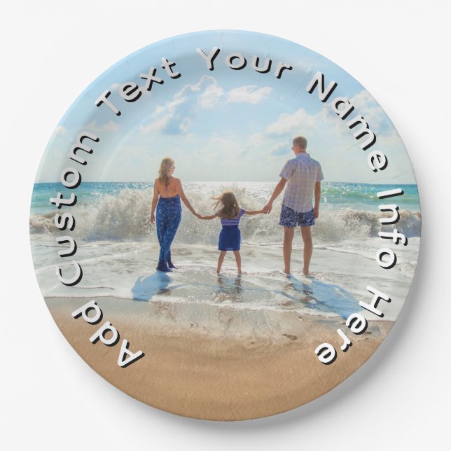 Create Your Own Photo Paper Plates Custom Text Pappteller (Vorderseite)