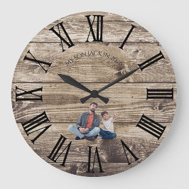 Create Your Own Photo Rustic Wood Clock Große Wanduhr