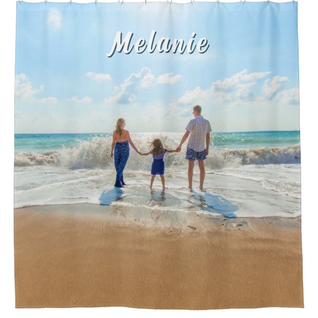 Create Your Own Photo Shower Curtain Custom Name Duschvorhang (Vorderseite)