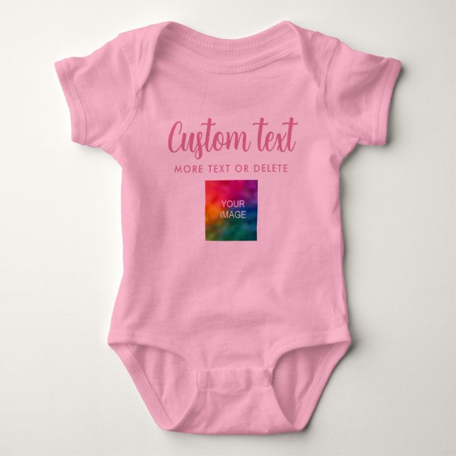 Create Your Own Photo Text One-Pieces Pink Girl Baby Strampler (Vorderseite)