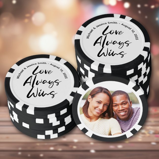 Create Your Own Photo Wedding Pokerchips (Custom wedding engagement or anniversary poker chips. Unique party favor keepsake.)