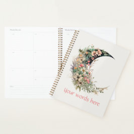 Create Your Own Pink Meadow Floral Crescent Moon Planer