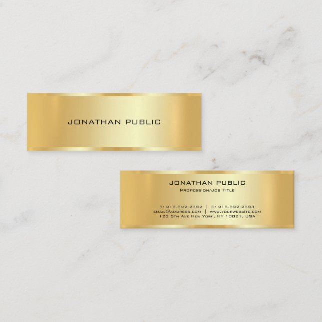 Create Your Own Professional Elegant Faux Gold Mini Visitenkarte (Vorne/Hinten)