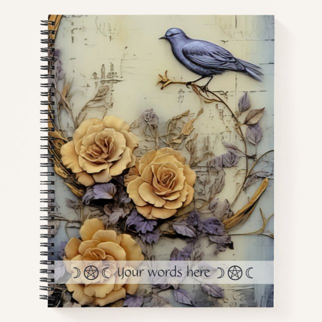 Create Your Own Purple Bird Rose Garden Wall Notizbuch (Vorderseite)
