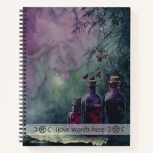 Create Your Own Purple Elixir Bottles Apothecary Notizbuch (Vorderseite)