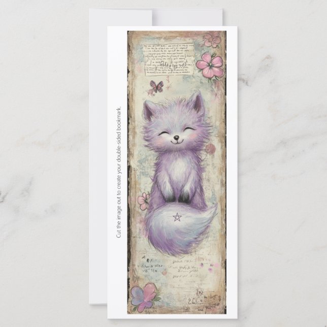 Create Your Own Purple Fox Floral Bookmark Card (Vorderseite)