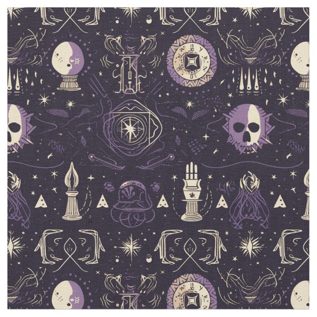 Create Your Own Purple & Gold Magic Symbols Black Stoff (Nahaufnahme)