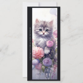 Create Your Own Purple Kitten Floral Bookmark Card