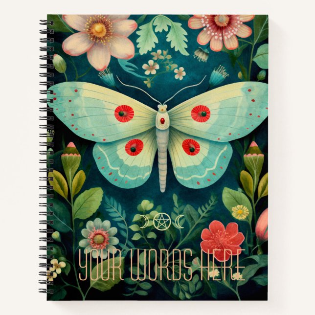 Create Your Own Red Green Floral Garden Moth Notizbuch (Vorderseite)