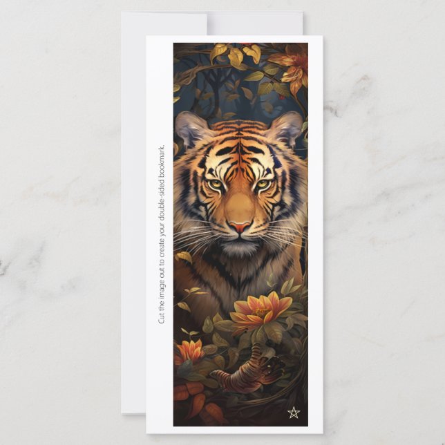 Create Your Own Regal Tiger Floral Bookmark Card (Vorderseite)