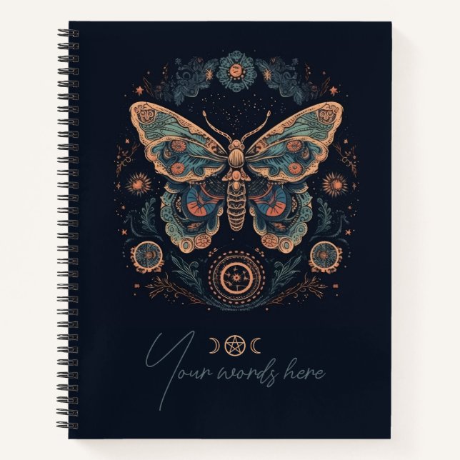 Create Your Own Retro Style Celestial Moth Totem Notizbuch (Vorderseite)