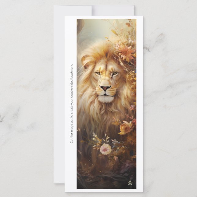 Create Your Own Romantic Floral Lion Bookmark Card (Vorderseite)