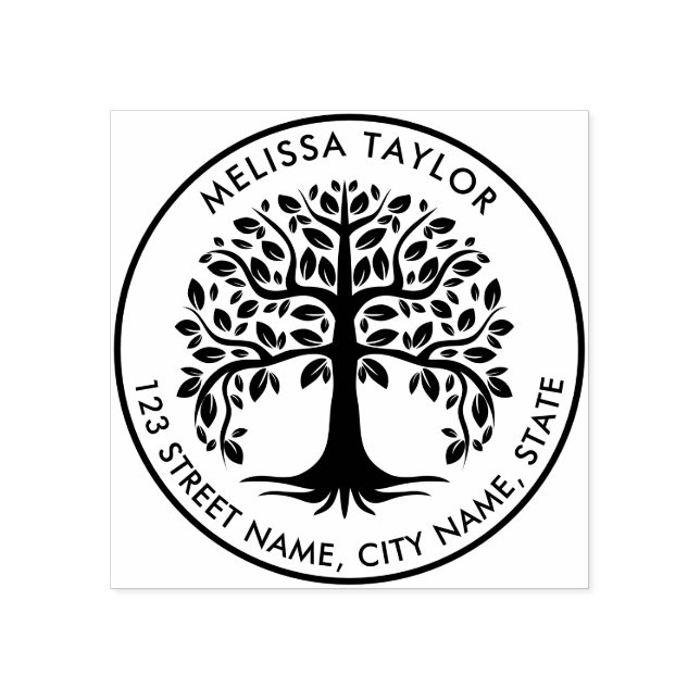 Create Your Own Round Tree of Life Family Name Gummistempel (Prägung)