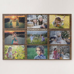 Create your own rustic family photo collage puzzle