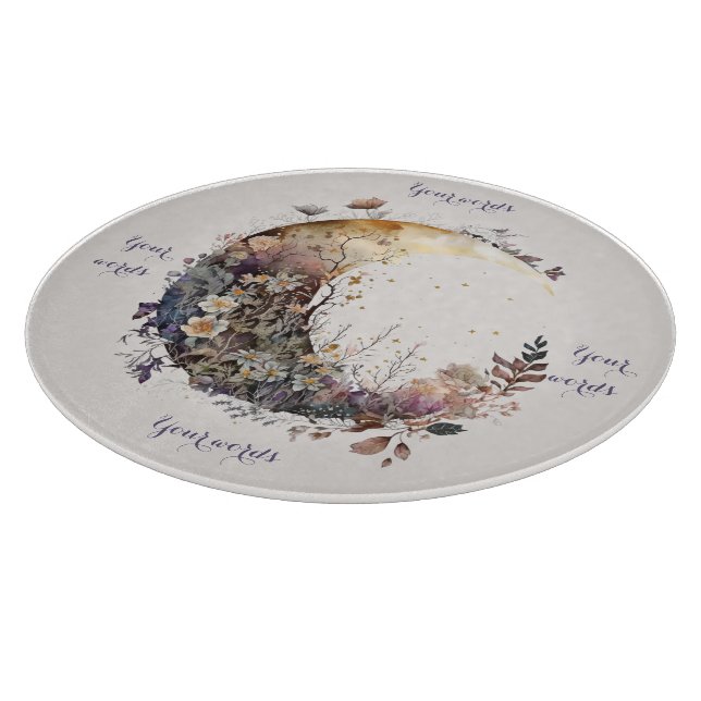 Create Your Own Rustic Sunset Floral Crescent Moon Schneidebrett (Ecke)
