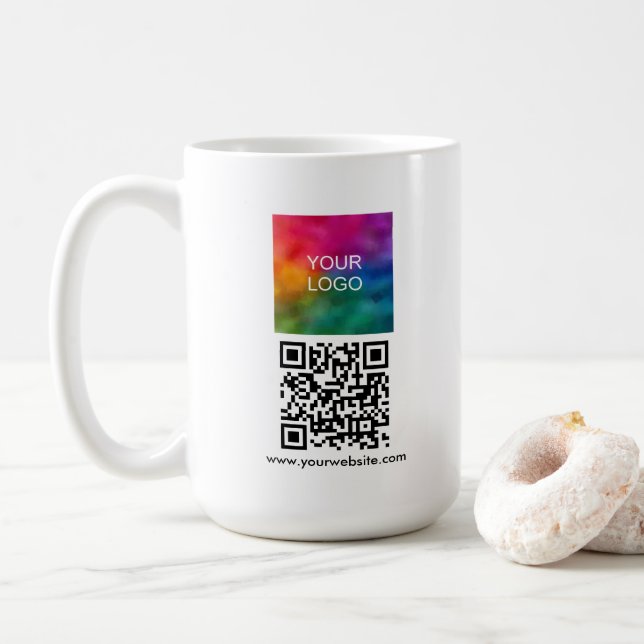 Create Your Own Scan Me QR Code Upload Logo Kaffeetasse (Mit Donut)
