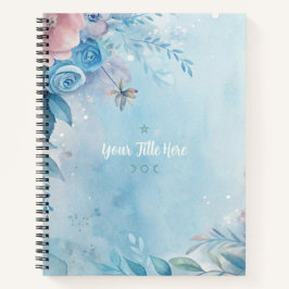 Create Your Own Shabby Chic Blue Pink Roses Floral Notizbuch