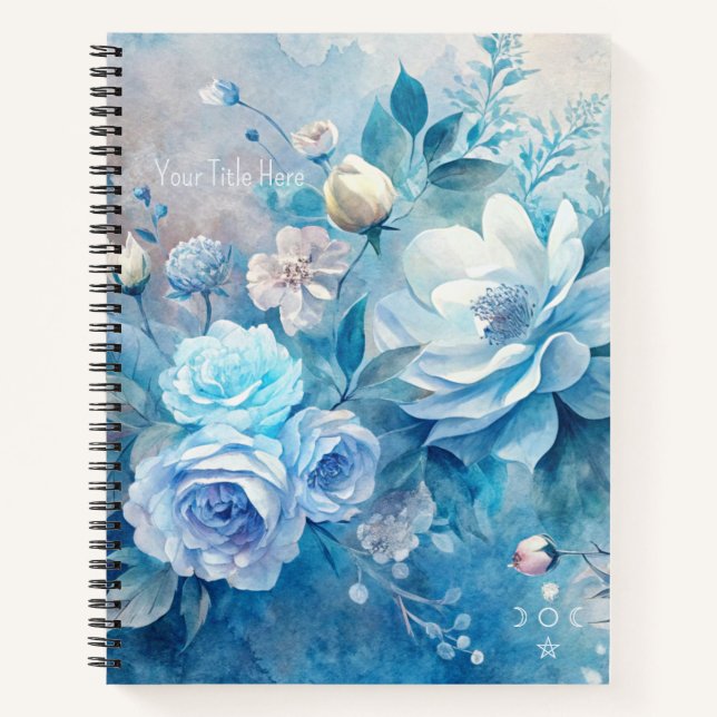 Create Your Own Shabby Chic Blue & Purple Roses Notizbuch (Vorderseite)