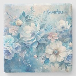 Create Your Own Shabby Chic Blue & Purple Roses Steinuntersetzer