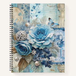 Create Your Own Shabby Chic Blue Roses Floral Notizbuch