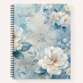 Create Your Own Shabby Chic Misty White Roses Notizbuch