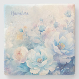 Create Your Own Shabby Chic Pink Blue Rose Bouquet Steinuntersetzer