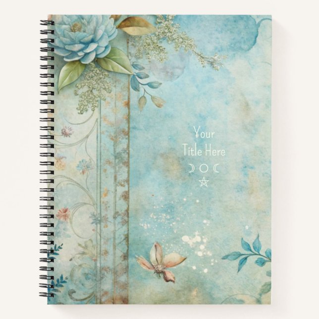 Create Your Own Shabby Chic Romantic Blue Peony Notizbuch (Vorderseite)