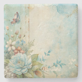 Create Your Own Shabby Chic Romantic Blue Peony Steinuntersetzer