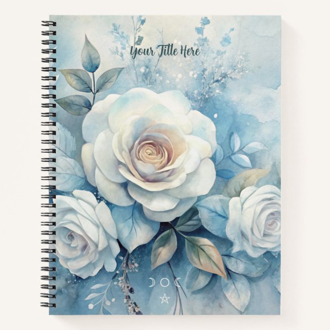 Create Your Own Shabby Chic White Roses Floral Notizbuch (Vorderseite)