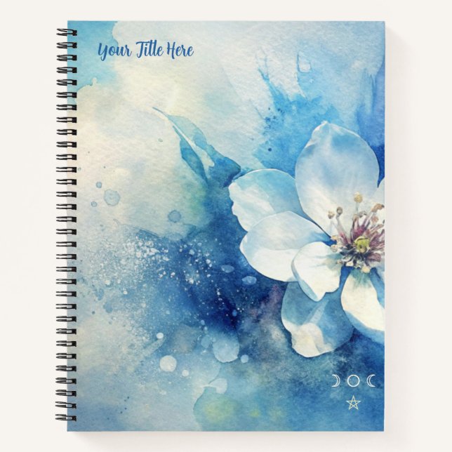Create Your Own Shabby Chic White Tea Rose Blue Notizbuch (Vorderseite)