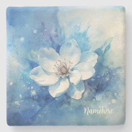 Create Your Own Shabby Chic White Tea Rose Blue Steinuntersetzer