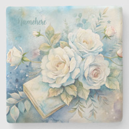 Create Your Own Shabby Chic Yellow Roses Steinuntersetzer