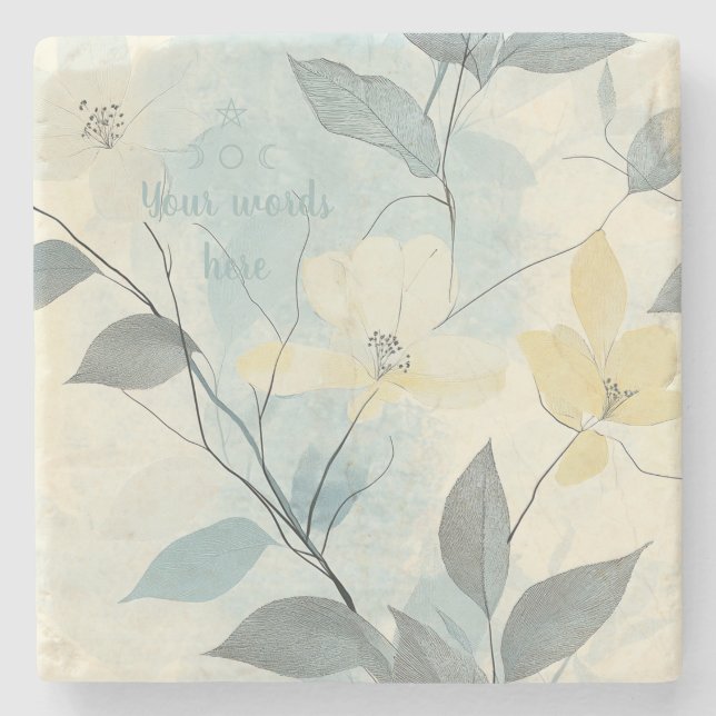 Create Your Own Soft Yellow Flowers Minimalist Steinuntersetzer (Vorderseite)