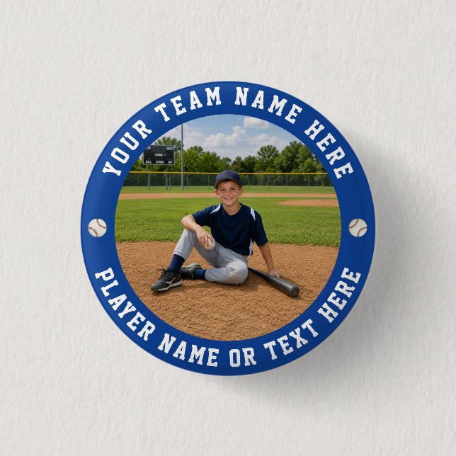 Create Your Own Sports Baseball Team Photo Button (Vorderseite)