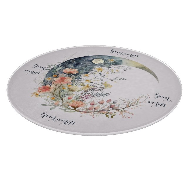 Create Your Own Spring Meadow Floral Crescent Moon Schneidebrett (Ecke)