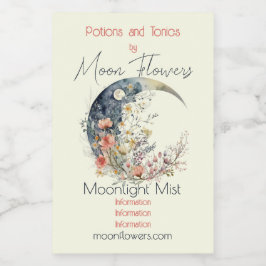 Create Your Own Spring Meadow Floral Crescent Moon Weinetikett