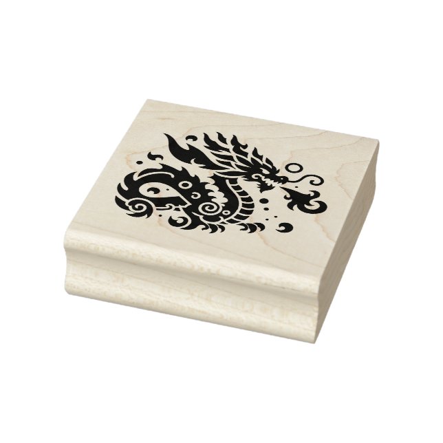Create Your Own Stenciled Fire Dragon Emblem Gummistempel (Stempel)