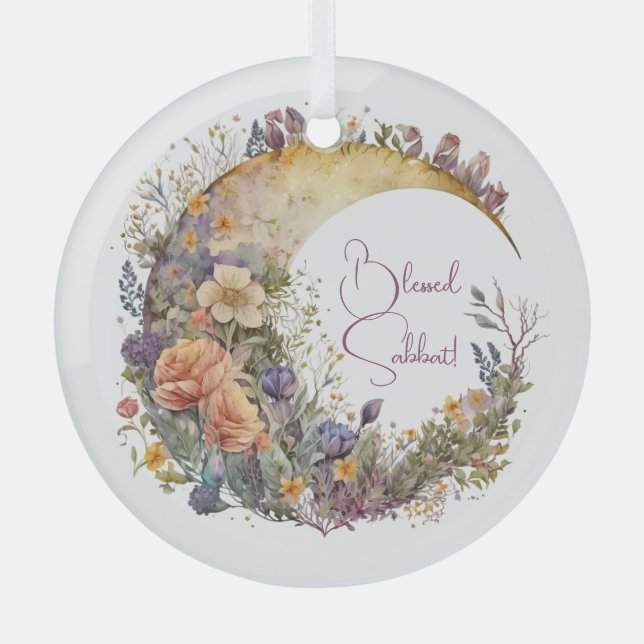 Create Your Own Summer Garden Floral Crescent Moon Ornament Aus Glas (Vorderseite)