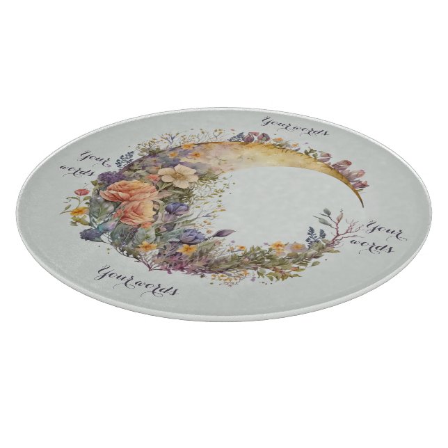 Create Your Own Summer Garden Floral Crescent Moon Schneidebrett (Ecke)