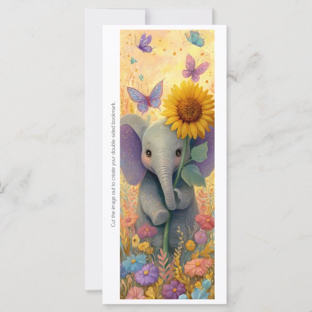 Create Your Own Sunflower Elephant Bookmark Card (Vorderseite)
