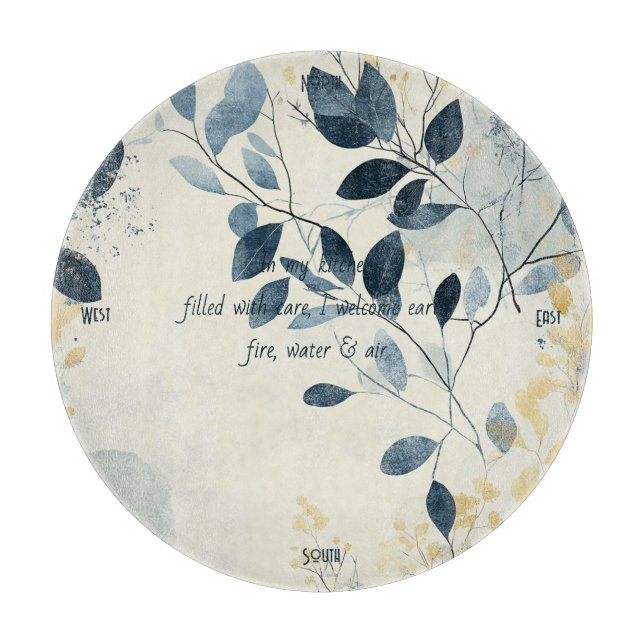 Create Your Own Sunny Blue Gold Floral Minimalist Schneidebrett (Vorderseite)