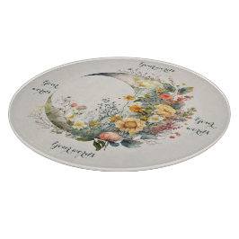 Create Your Own Sunny Floral Crescent Moon Schneidebrett