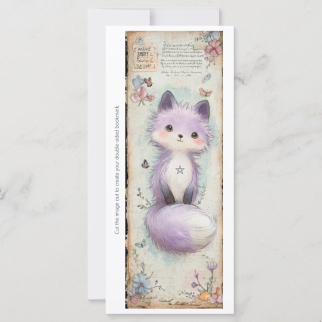 Create Your Own Sweet Purple Fox Bookmark Card (Vorderseite)