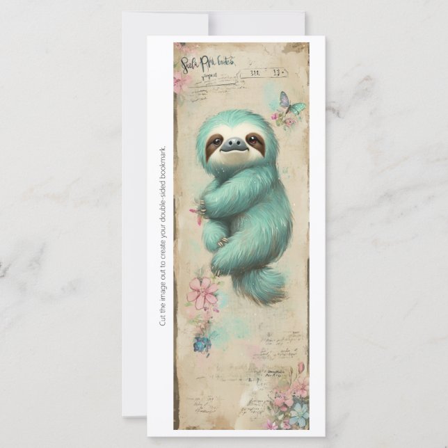 Create Your Own Sweet Teal Sloth Bookmark Card (Vorderseite)