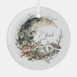 Create Your Own Tea Roses Floral Crescent Moon Ornament Aus Glas