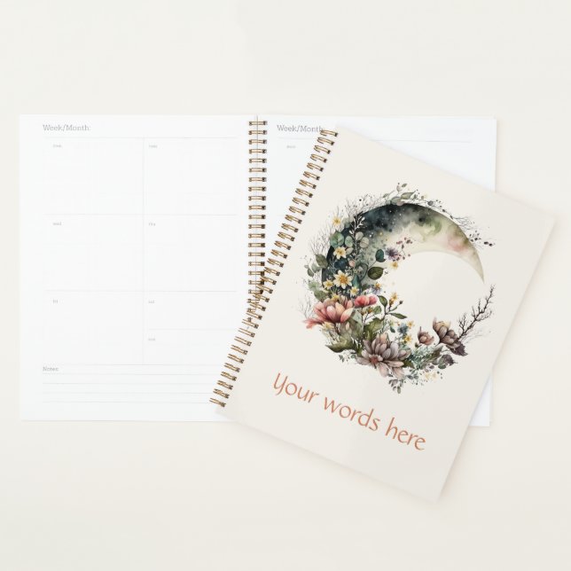 Create Your Own Tea Roses Floral Crescent Moon Planer (Anzeige)