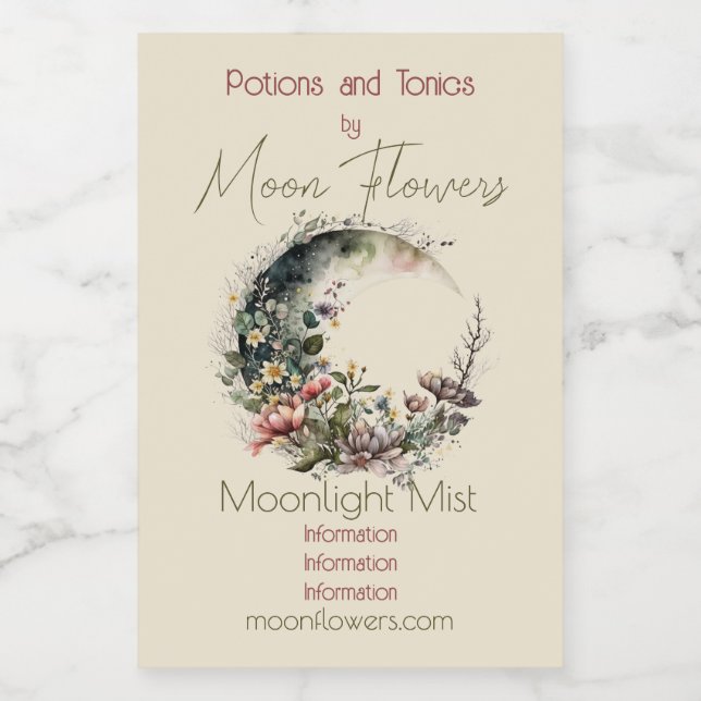 Create Your Own Tea Roses Floral Crescent Moon Weinetikett (Einzelnes Label)