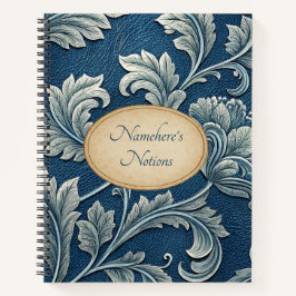 Create Your Own Teal Blue  Embossed Vintage Flower Notizbuch